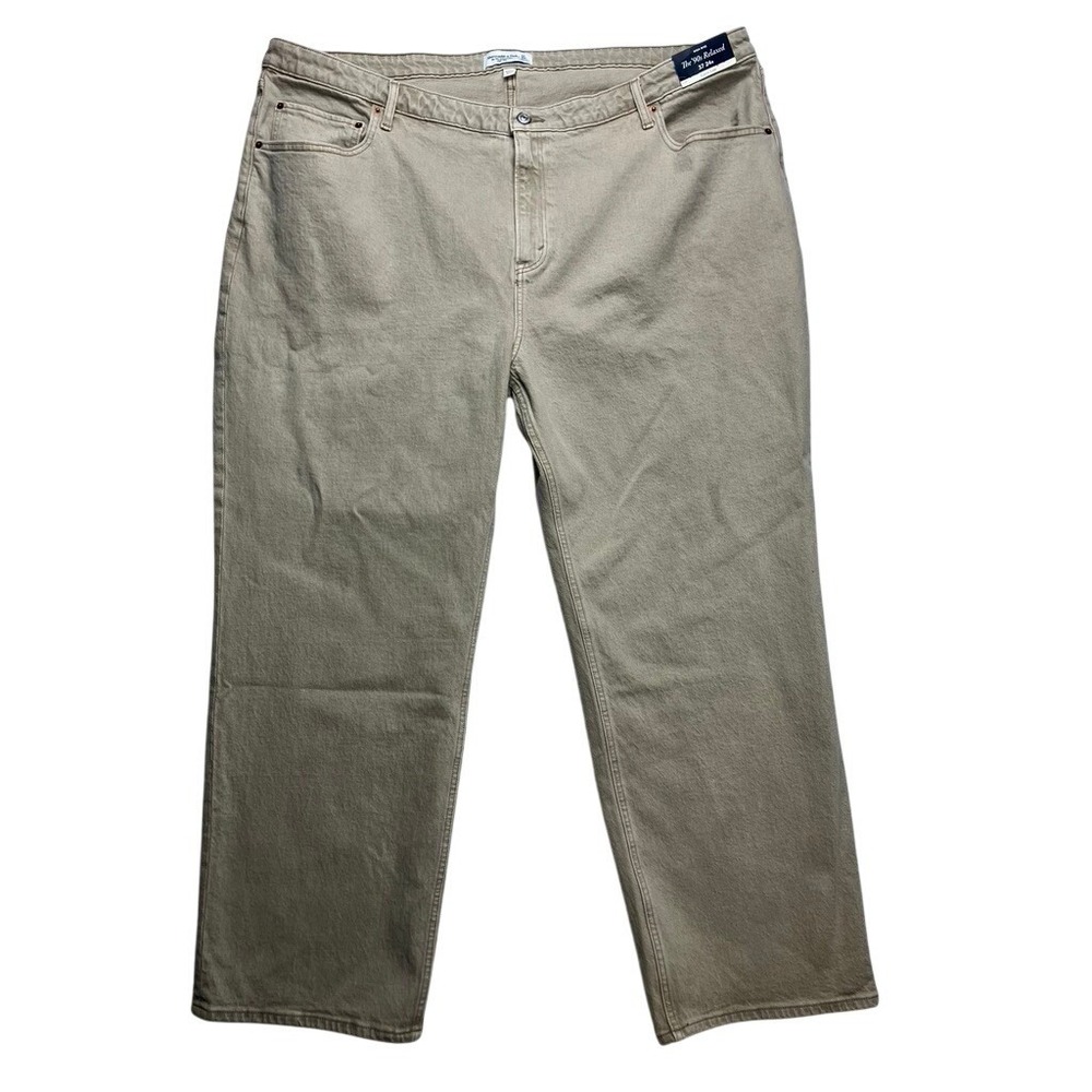 Abercrombie & Fitch Curve Love The 90s Relaxed Jean High Rise Khaki Beige 37 24R